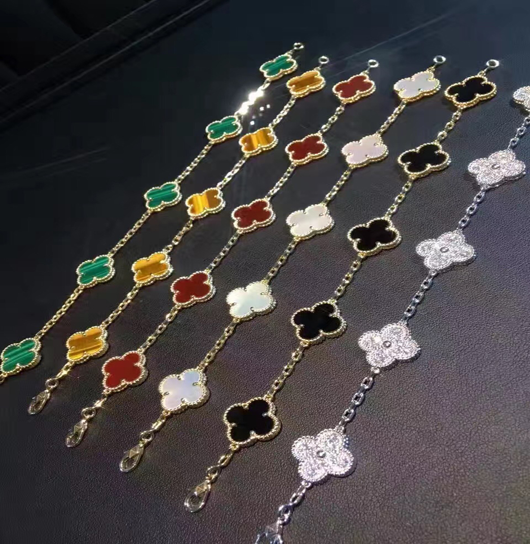 Inspired 18k Gold Van Cleef & Arpels Vintage Alhambra bracelet 5 motifs