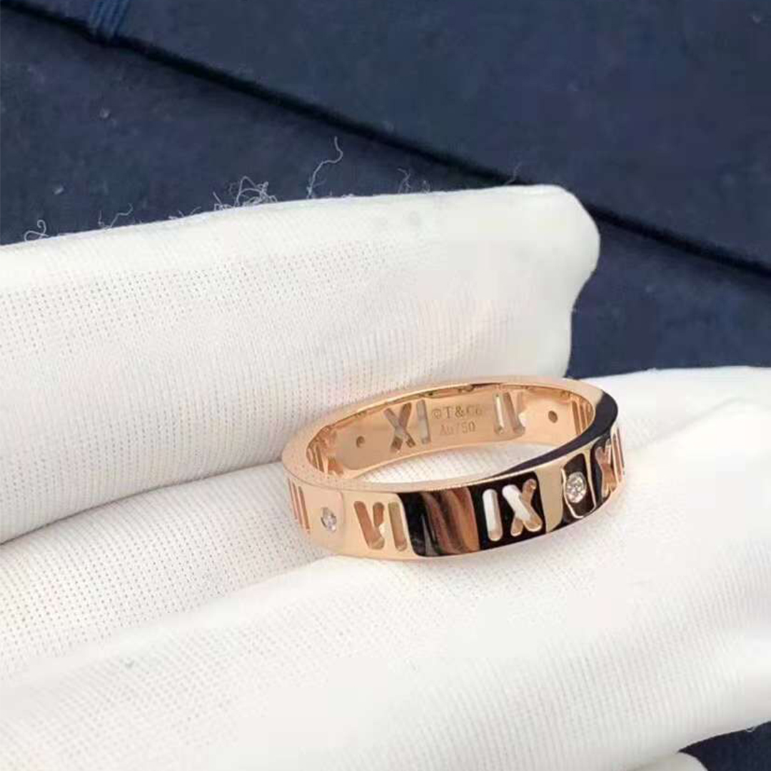 Tiffany & Co. Atlas Pierced Ring in 18K Rose Gold with Diamond