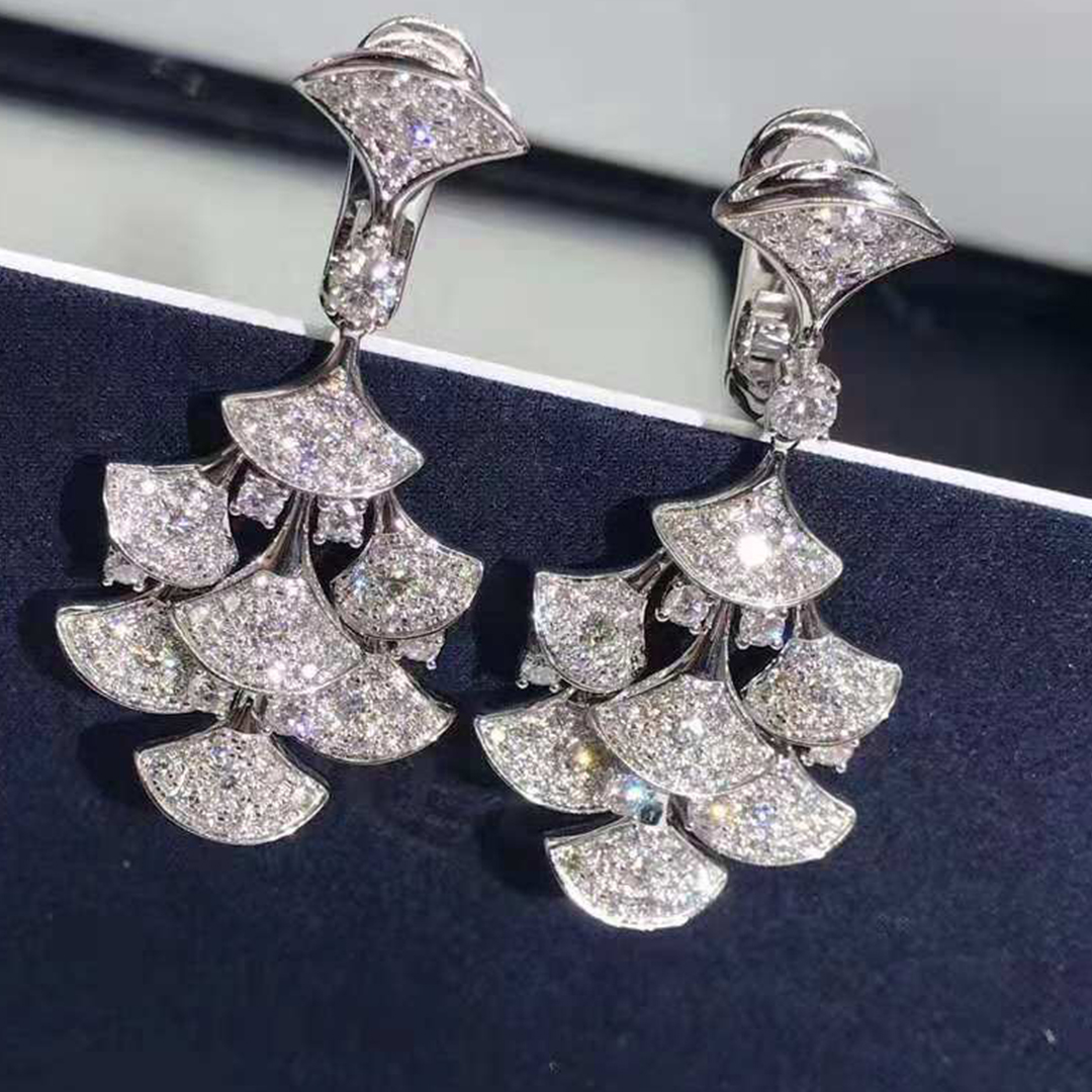 Bulgari DIVAS’ DREAM 18kt White Gold Earrings with Pave Diamonds