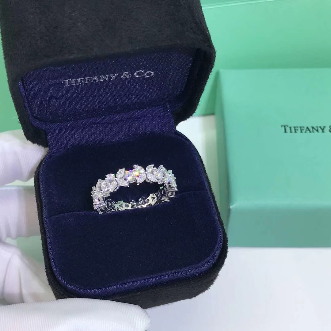 Tiffany Victoria Platinum and Diamond Alternating Ring