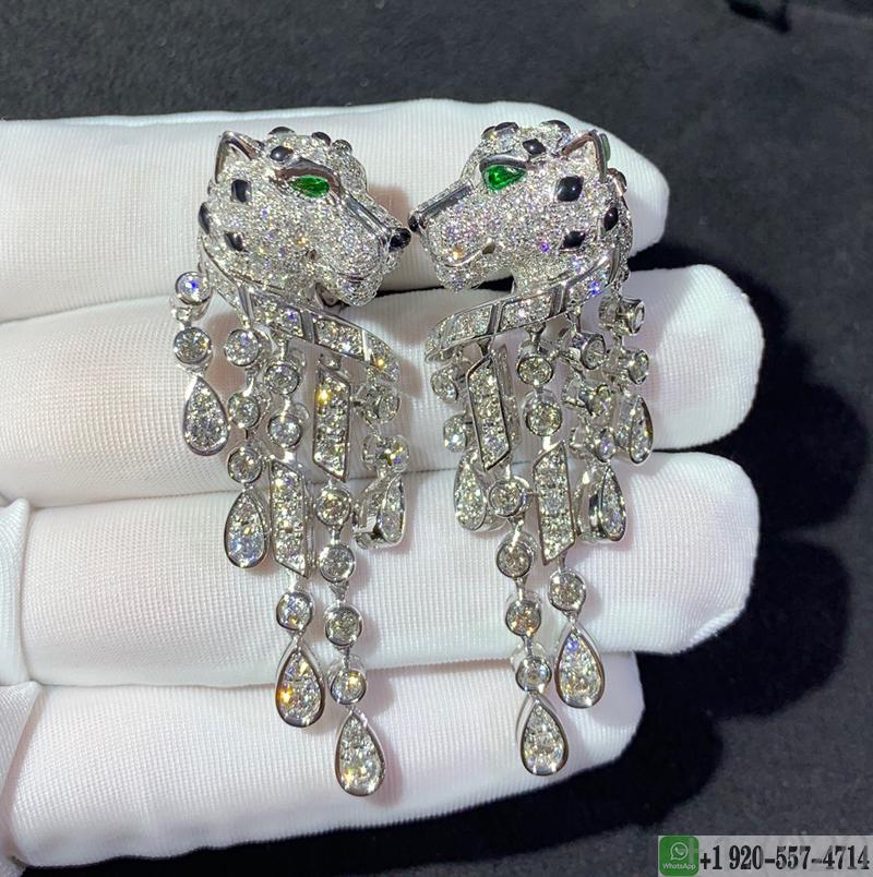 Panthère de Cartier Earrings in Platinum set with 310 Brilliant-cut Diamonds emeralds & onyx HP800755