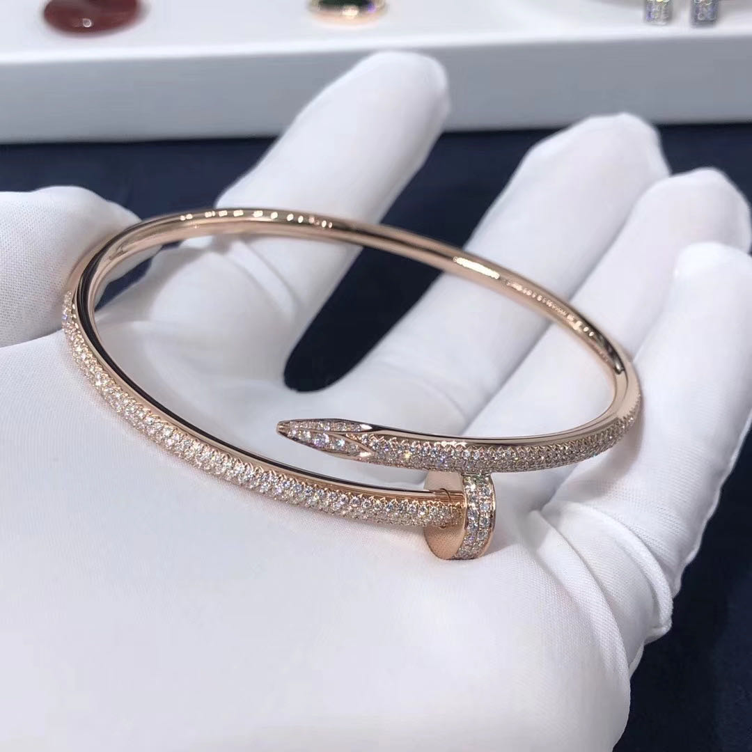 18k Pink Gold Juste un Clou bracelet set with 374 brilliant-cut diamonds N6707317