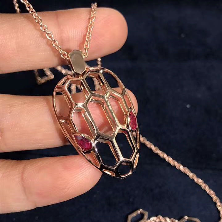 Bvlgari Serpenti Seduttori pendant necklace in 18k rose gold with ruby