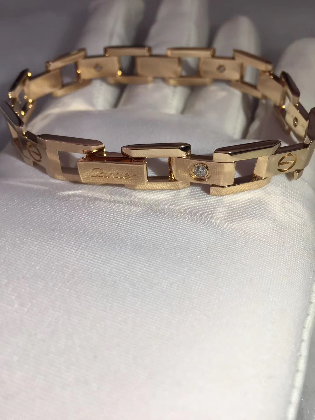 Inspired Men’s Cartier Love Wide Chain Bracelet 18k Yellow Gold with Diamond