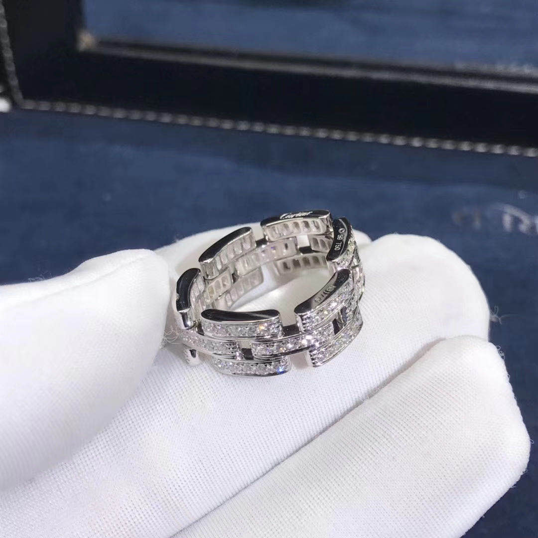 Cartier 18k White Gold Diamond Maillon Panthère Ring