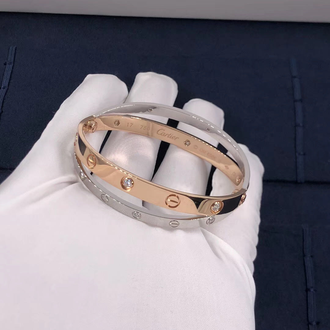 Custom Made 18K Cartier Love Bracelet with 12 Diamonds