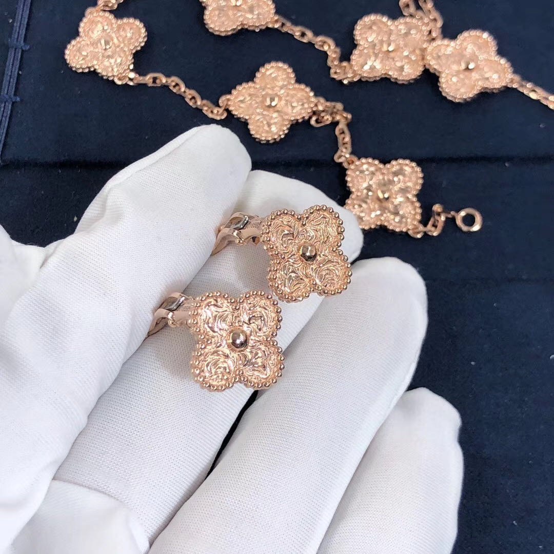 VAN CLEEF & ARPELS Vintage Alhambra Stud Earrings in 18k Pink Gold
