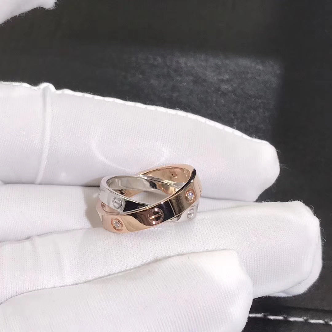Cartier 6 Diamonds Love Ring in 18k White Gold & Pink Gold B4094300