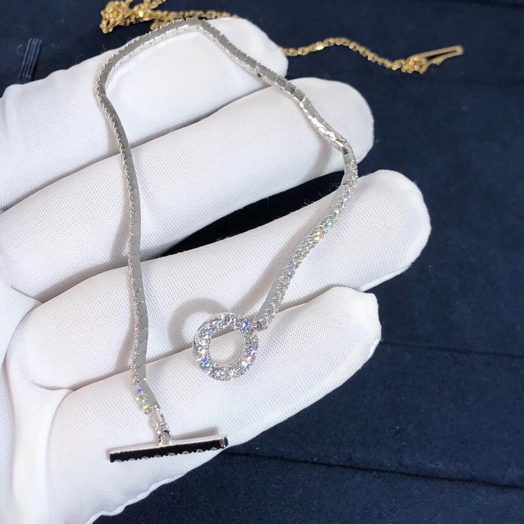 Custom Made Hermes 18K White Gold Chaine d’Ancre Closure Diamond Finesse Bracelet