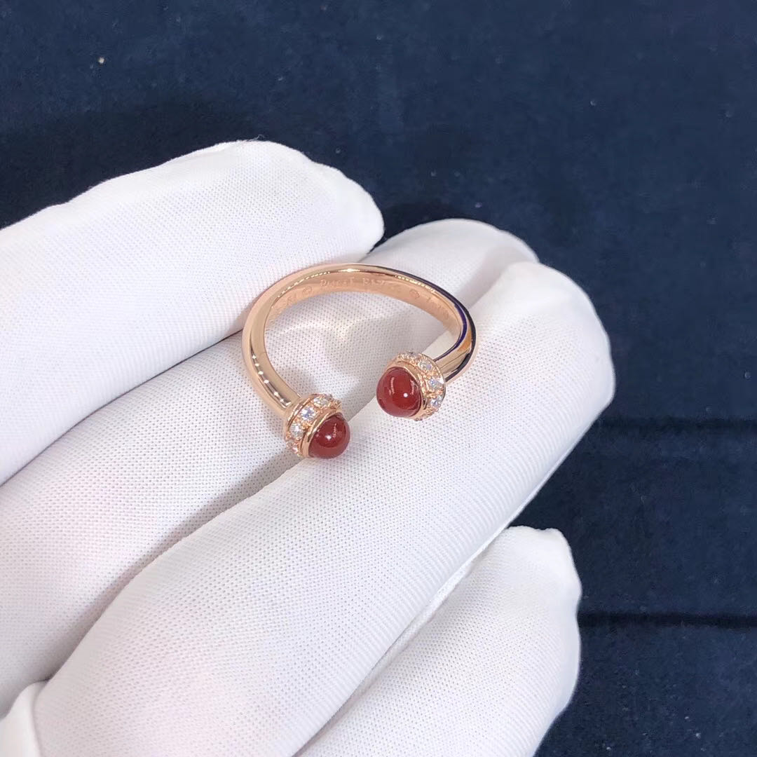 Piaget Possession Ring 18K Rose Gold With Diamonds Carnelian G34P8D00