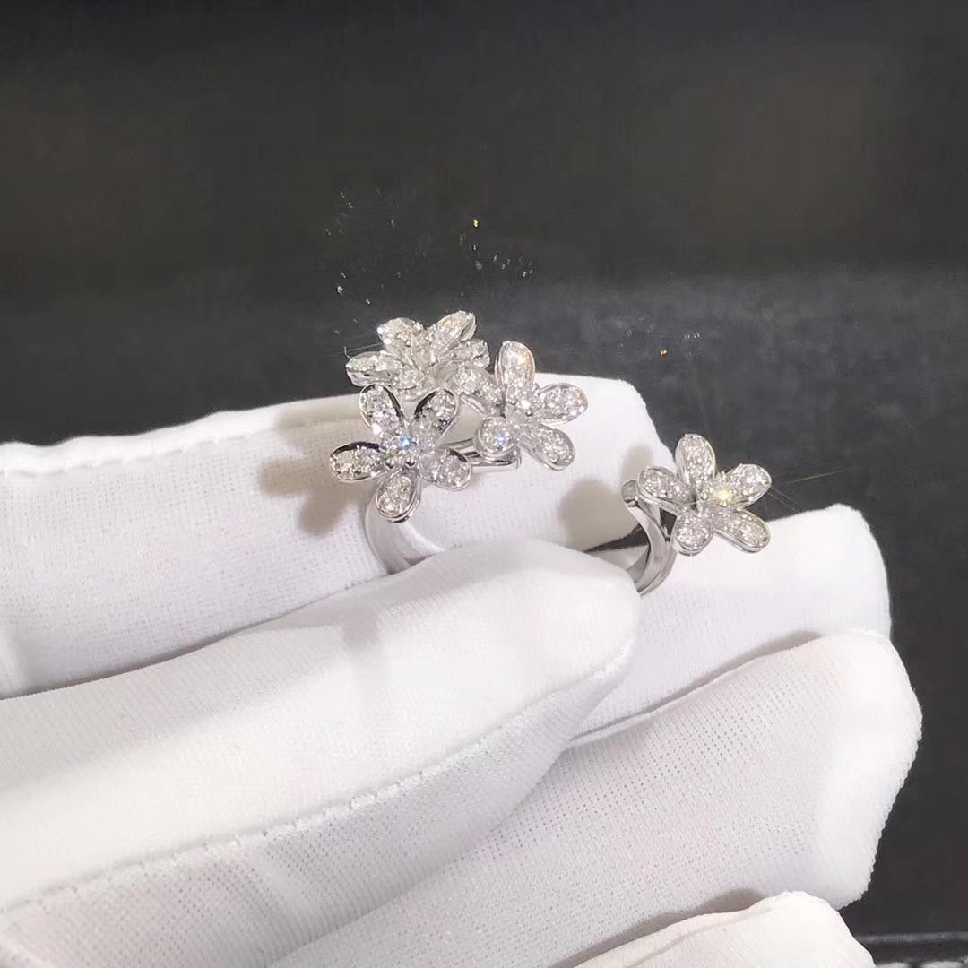 Van Cleef & Arpels 18K White Gold Diamond Socrate Between The Finger Ring 48 4.5
