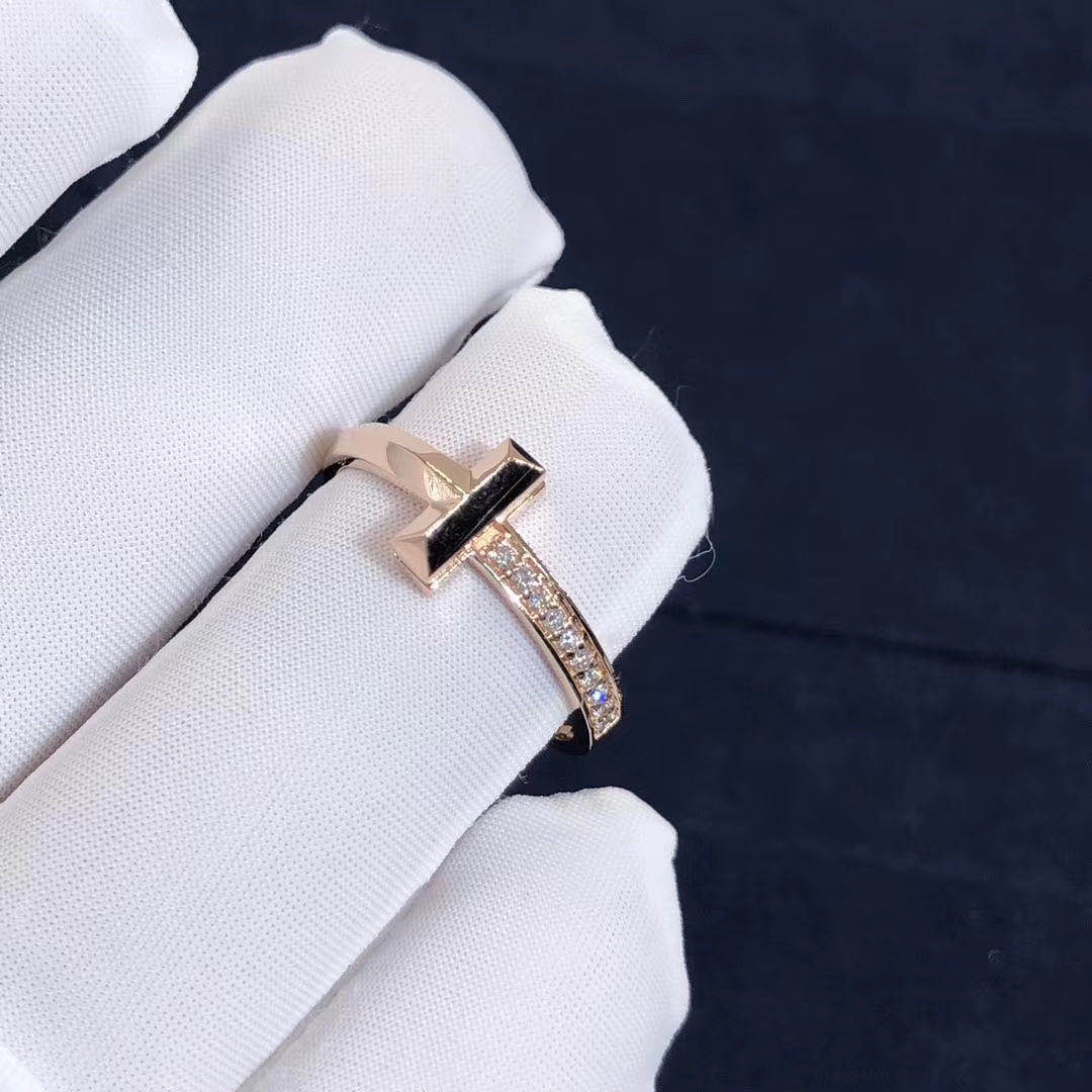 Custom Tiffany T1 Narrow Diamond Ring in 18k Rose Gold